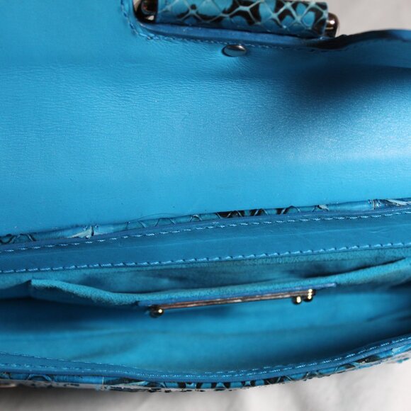 Dolce & Gabbana Turquoise Python Embossed Clutch Shoulder Bag O-Ring - Picture 10 of 10